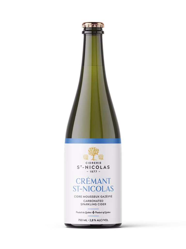 Bouteille de cidre mousseux gazéifié Crémant St-Nicolas de la Cidrerie St-Nicolas - produit du Québec